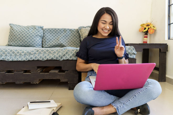 woman learning online