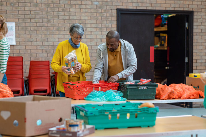 volunteers at a food bank