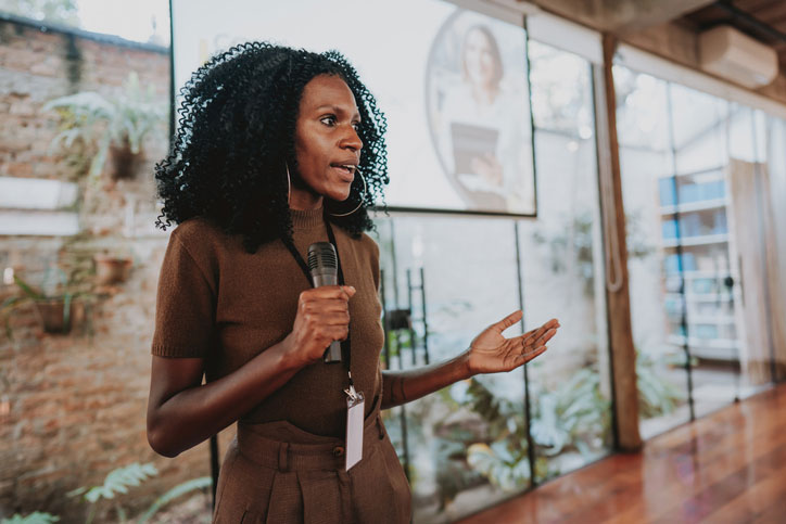 woman giving speech