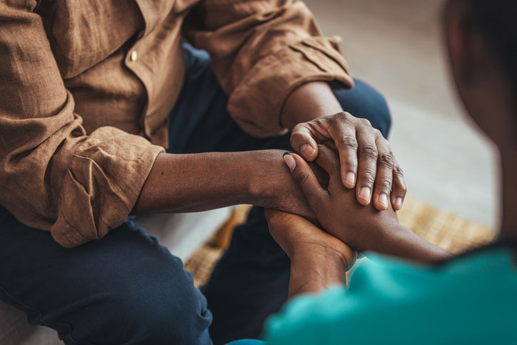 social worker comforting patient